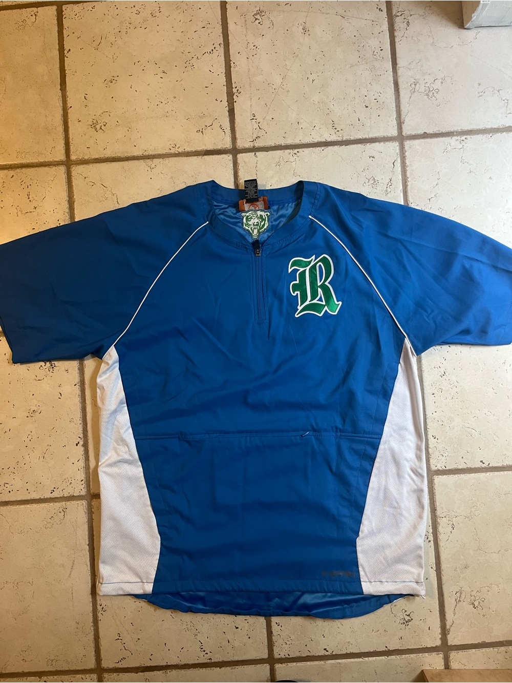 Blue Quarter zip w R on front and 10 on back